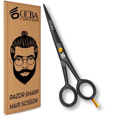 OCBA Professional 6" Hairdressing Scissor Sharp Hair Cutting Scissors for Barbers Hairdressers & Stylists Beard & Haircut Scissors for Men & Women (Serrated Blade Scissor)