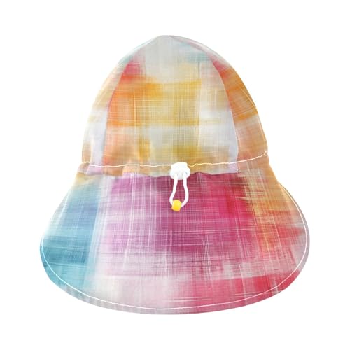 Unisex Baby Sun Hats Boy Caps Baby Girls UPF 50+ Large Brim Traveling Camping Hat Tie Dye Plaid Abstract Multicolor3