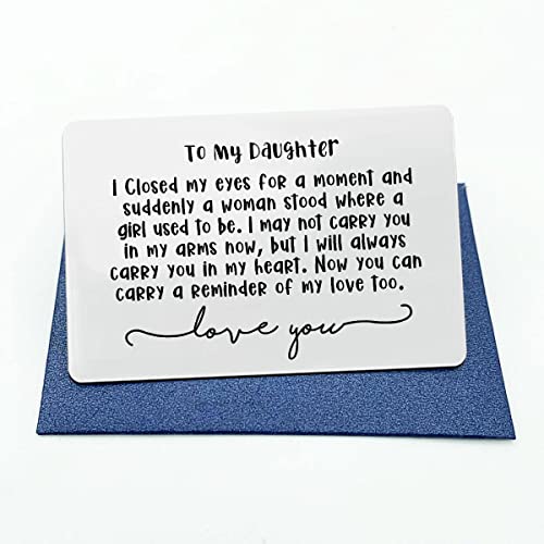 To My Daughter, Engraved Wallet Insert Card, Love You Gift, Wedding Gift for Daughter, Wallet Card Note for Daughter, Graduation Gift, Sentimental Keepsake Gift for Daughter, Wedding Day Gift (Silver)4