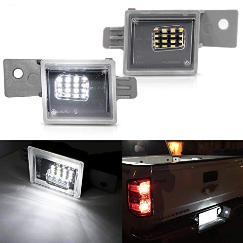 NSLUMO Led License Plate Light Bulb for 2014-2018 Chevy Silverado 1500 2500HD 3500HD GMC Sierra Xenon White 16 LED Number Plate Light 12V Canbus