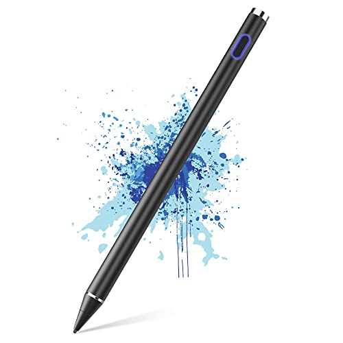 DOGAIN Stylus Pen for iPad, 1.5 mm Rechargeable Fine Point Pen for Drawing/Writing/Playing, Active Stylist Digital Touch Screen Pen Compatible with iOS/Android and Other Tablets (Black)