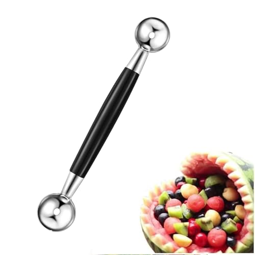 ZIOYANE 1 cuillère à melon double face, petite cuillère à glace en acier inoxydable et moule à macaron en forme de boule pour la préparation de fruits et desserts