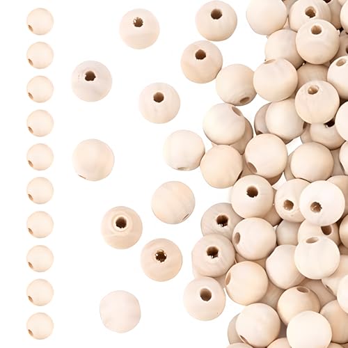 Perles en bois de 20 mm sans échardes pour projets de bricolage fluides
