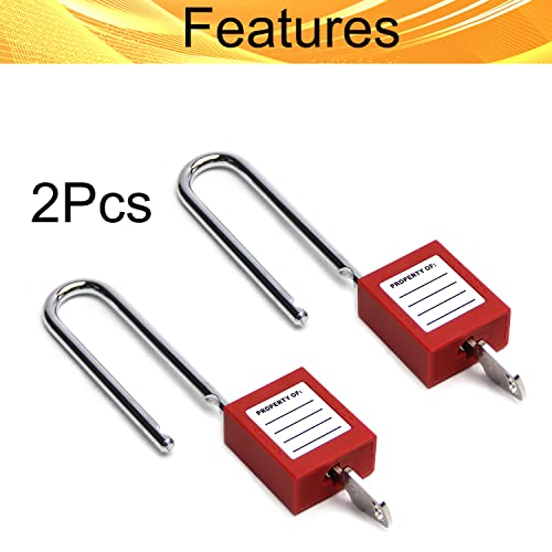 Image of Lockout Tagout Locks Safety Padlock Loto Locks Keyed Alike PA Lock Out Tag Out Steel Shackle Small Luggage Padlocks Red 6mm 2PCS