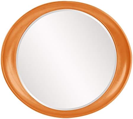 Howard Elliott Collection Eclipse Oval Hanging Vanity Mirror for Wall, Beveled Edges Round Glass Mirror Resin Design, Classic Mirror for Living Room, Bedroom, Entryway & Bathroom, 39 x 35 Inch
