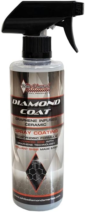 White Diamond Mirror Finish Polishing Pack - Long Lasting Metal Polish & Sealant, Diamond Coat Graphene Ceramic Spray, 2 Microfiber Towels, 2 Polyester Application Pads, 2 Terry Clothes