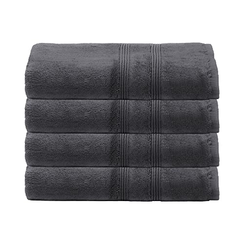 Mosobam 700 Gsm Hotel Luxury Bamboo-Cotton, Hand Towels 16X30, Set Of 4, Charcoal Grey, Turkish Hand Towels, Dark Gray #TOP8