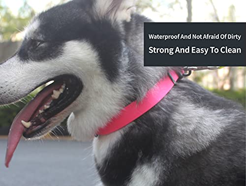 Waterproof Dog Collars,Rubber Dog Collars Anti-Odor,Durable,Adjustable Dog Collars For Small,Medium, Large Dogs,Easy Clean Collars With Double Buckle And D Ring,Pink/Blue/Red/Green/Orange #TOP4