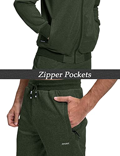 Magnivit Men's Sportswear Outfits Athletic Tracksuit Set Full Zip Jogging Sweatsuit #1 Army Green #TOP5