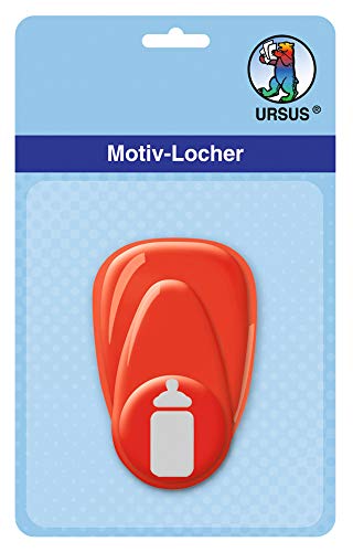 Ursus Motif punch with lever, small, baby bottle, approx. 16 mm, red, keine