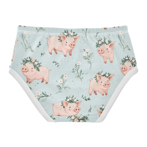 Wusikd Cute Pigs Girls' Underwear Cotton Funny Flowers Girls Briefs Soft Toddler Underwear 2T2