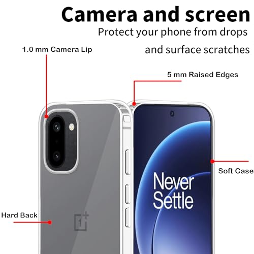 Image of Amazon Brand - Solimo Compatible with OnePlus 15R 5G Case Cover Transparent Non-Slip Hard PC Shockproof Bumper Protective Back Cover - Clear