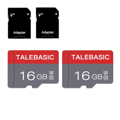 Tarjeta de memoria micro de 16 GB clase 10 con adaptador SD de velocidad rápida TF para tableta/teléfono móvil/cámara/audio de coche/consola de juegos (2 unidades de 16 GB)