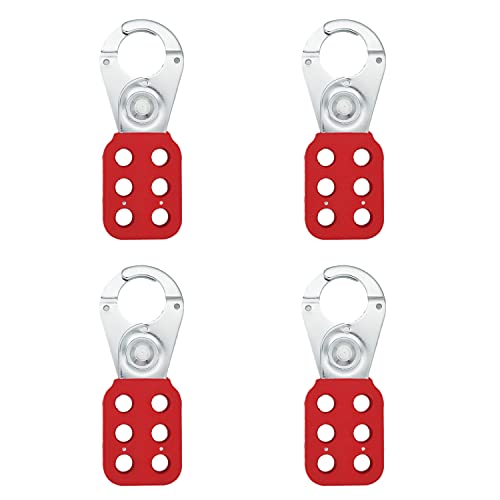 Image of Lock Out Tag Out Hasps for Padlock Lockout Tagout Devices 4 Pack 1 inch Jaw Diameter Loto Safety Steel Hasp
