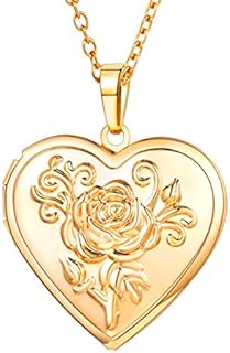 U7 Personalised Photo Locket Love Heart Necklace for Women Girls, Customised Picture Inside, Engraved Available, Silver/Gold/Rose Gold Plated, Meaningful Gift for Friend/Lover/Family, 20-22 Inch Adjustable, Come Gift Box