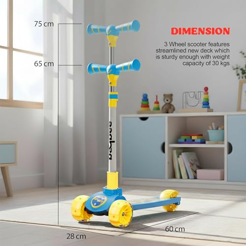 Image of Baybee Kitty Kick Scooter for Kids | Foldable 3 Wheel Kid Scooter with 4 Height Adjustable Handle & Brake | Skate Scooters with LED PU Wheels | Runner Scooters for Kids 3 to 10 Years Boys Girls (Blue)
