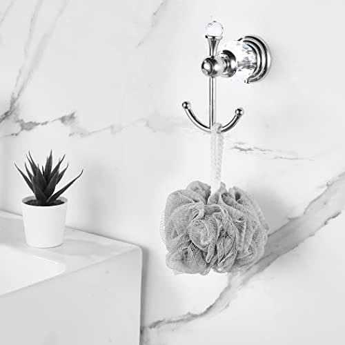 Patère double en cristal et chrome BATHSIR accroche serviette mural solide - 3