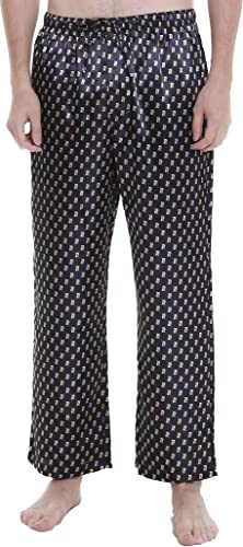 Lavenderi Mens Satin Pajama Pants, Long Pajama Bottoms With Drawstring (Gold Bullion, Medium) #TOP14