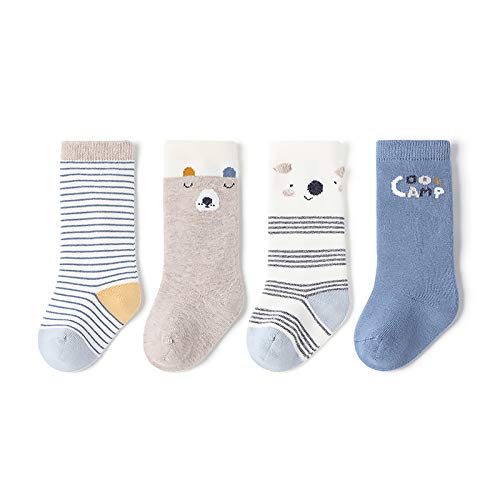 Baby Knee High Socks Fashion Cotton Stocking For Toddler Kids Newborn Infant Girls and Boys 0-24 Months (B139, M(6-12 Months))