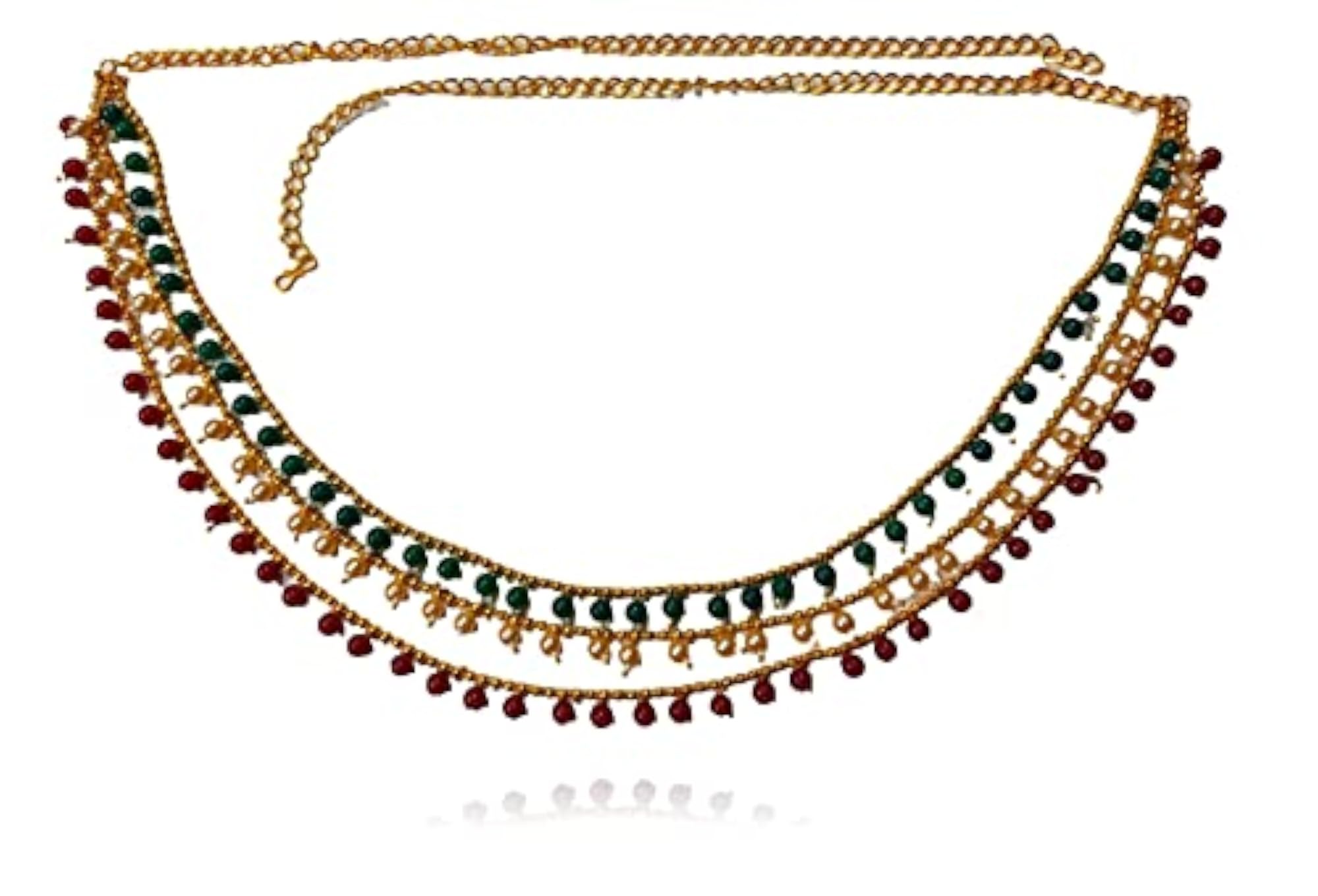 Women's Traditional Gold Polished Kamarpatta with Pearls