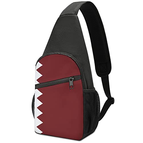 Qatar Flag Sling Bag Crossbody Backpack for Men Women Multipurpose Chest Bags Travel Cycling
