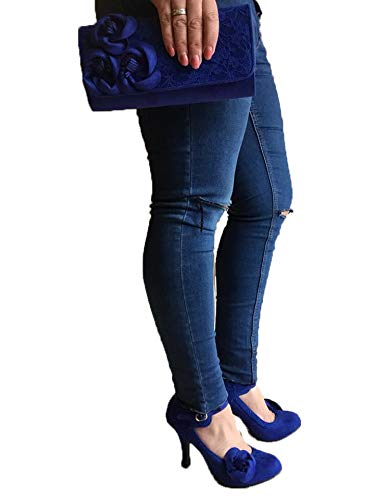 Escarpins en dentelle bleu roi Ruby Shoo Belle avec bride Mary Jane