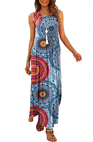 Image of Hount Women's Casual Summer Sleeveless Dress Loose Split Maxi Dresses with Pockets