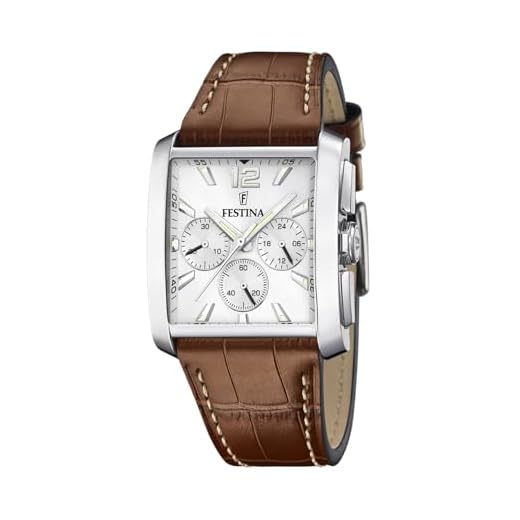 Festina Quartz Chrono (38mm) Esfera Plateada/Cuero marrón F20636/1