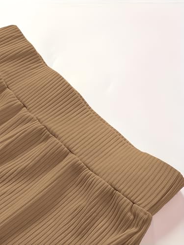 Image of Jawdrobe Women's High Waist Ribbed Flared Pants Stretchable Slim Fit Bootcut Trousers Soft Knit Casual Wear for Daily Office Travel (for Ideal Height 5.3)