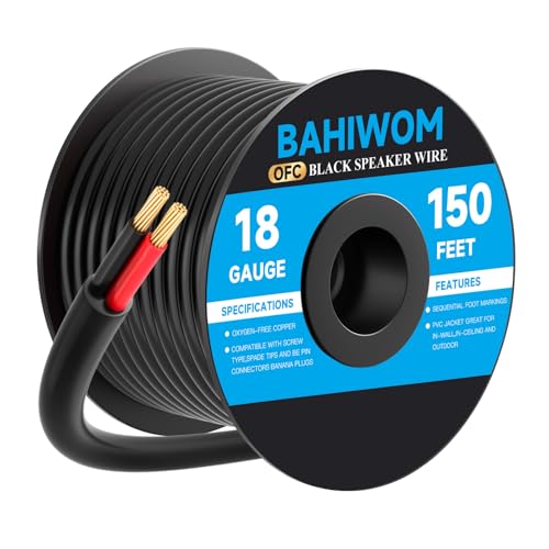 Cable de altavoz OFC 18 AWG negro de 45 metros para audio de exterior y jardín