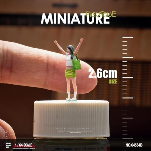 Colaxi 1/64 Miniature Girl Figures 1:64 Scale Mini Collection Resin Realistic,Diorama for Micro Landscapes Decoration Accessories - 4