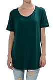Shamaim Womens Short Sleeve Modal T shirt Crew Neck Tunic top Teal X-Large