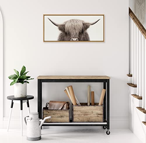 Kate And Laurel Sylvie Hey Dude Highland Cow Color Framed Linen Textured Canvas Wall Art By The Creative Bunch Studio thumb #4