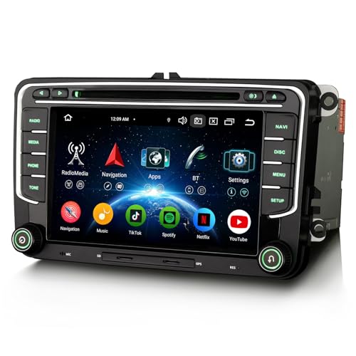 7 inch Android 14 Car Stereo DVD GPS Sat Nav for VW Crafter Amarok Caddy Polo 6R Skoda Yeti Transporter T6 Support Wireless Carplay Android Auto DSP Bluetooth Wifi 8-Core 4GB+64GB