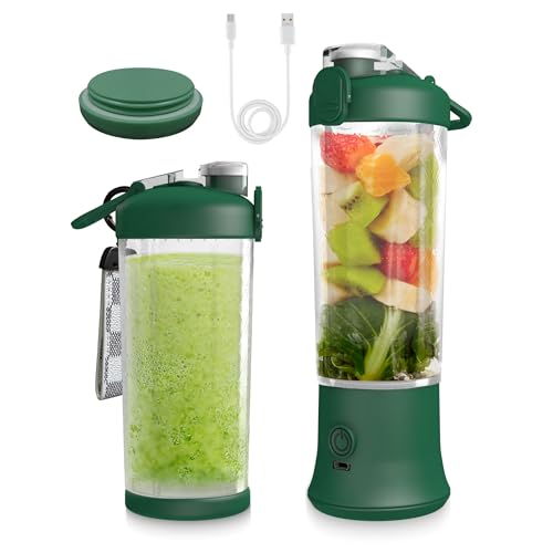 Comparison: Best Blender For Juicing Greens 9 SSKAWorldwide Portable Blender - 21oz Smoothie Blender Rechargeable Small Blender with 6 Blades Personal Blender for Home Office Gym Sports and Travel (Green)