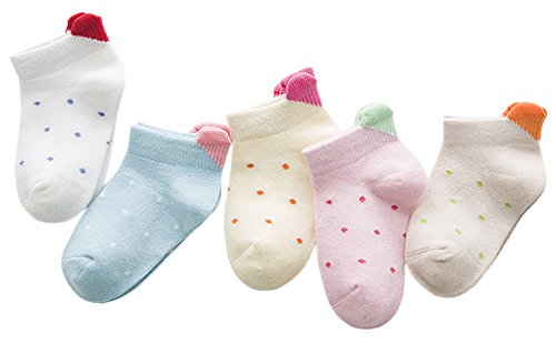 Little Girls Cute Heart Low Cut Ankle Socks Kids Summer Socks(Pack of 5)