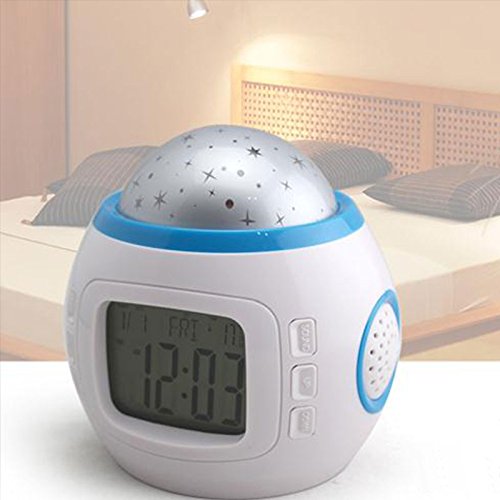 Preisvergleich Produktbild Rosepoem Sternenhimmel Projektionsuhr Led Musik Projektor Hintergrundbeleuchtung Wecker Kalender
