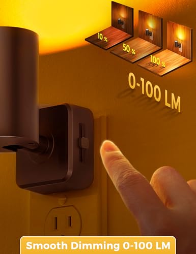 Image of L LOHAS LED Night Lights Plug into Wall, [2-Pack] Rotatable Night Lights | Dusk to Dawn Sensor, 0-100 LM Brightness Adjustable,2000K Amber Nightlight for Adults Bathroom Hallway Stairs