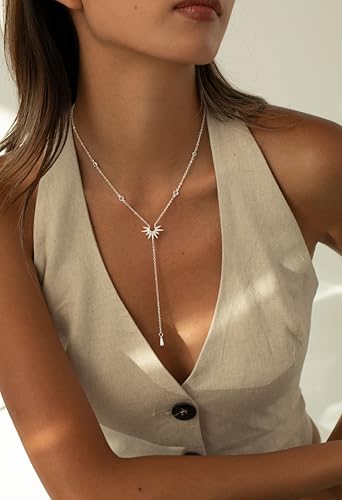 chesky 14k gold platedsilver long necklaces for womenlariat necklace dainty statement prom necklace rosary cross sun drop pendant jewelry gifts