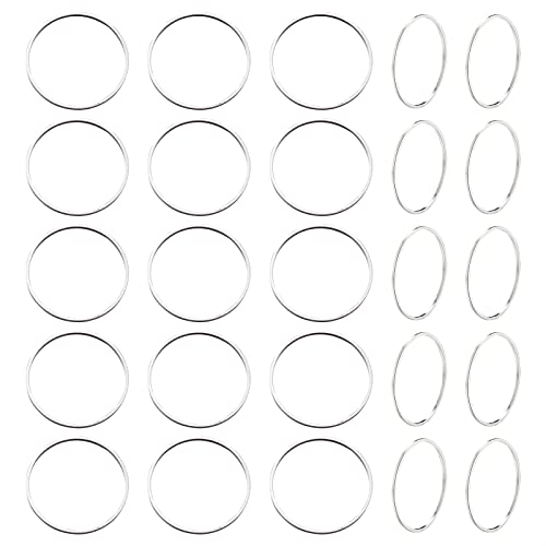 Craftdady - 50 conectores de latón con bisel abierto de 25 mm, diseño de círculo, pendientes (plata)