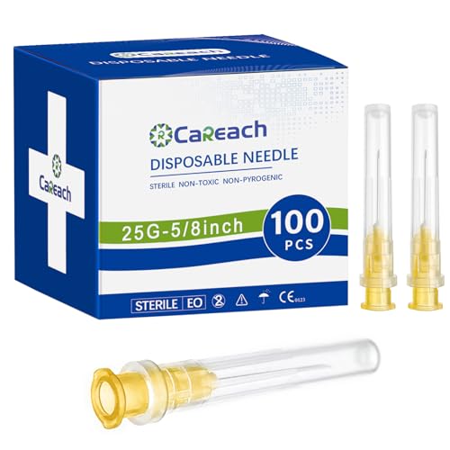 Image of 100pcs 25 gauge 5 /8 inch Needle Luer Lock for Scientific Lab | Refilling Inks, Individually Wrapped