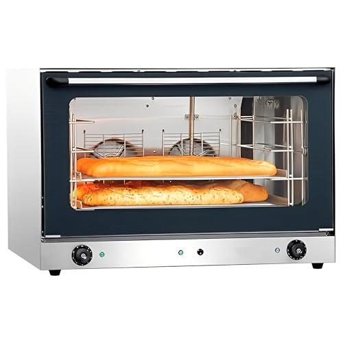 MBH - Horno de convección industrial eléctrico 60x40 para hostelería y panadería. Horno para pan profesional de 4 bandejas de 60x40 cm para bollería y pastelería.