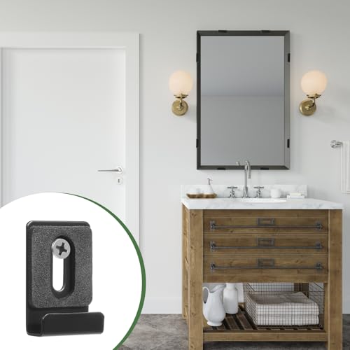 Image of TIESOME 8 PCS Metal Mirror Holder Kit, Black Silver Stainless Steel Mirror Brackets for Hanging on Wall Duty Mirror Hanger Bracket Retainer Clips with Screws for Frameless Mirror Billboard Displays