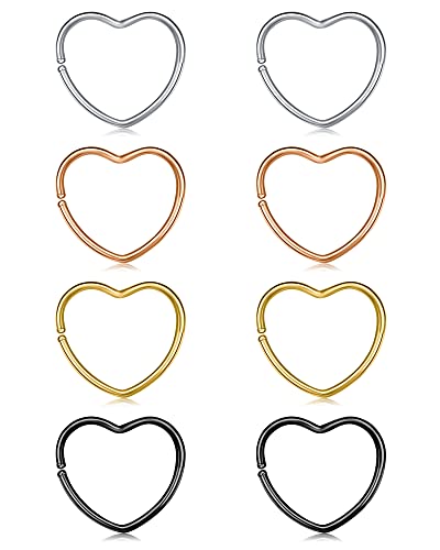 MODRSA Heart Nose Ring - Heart Shaped Nose Rings Hoop for Women - Valentines Day