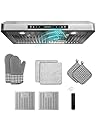 FlyPine 30 inch Stainless Steel Under Cabinet Range Hood - 900 CFM, Gesture Control, Ultra-Quiet 4-Speed Vent, LED Lights, External Venting