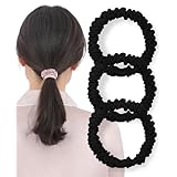 【ヘアケアのプロ監修】 シルク ヘアゴム シュシュ 髪ゴム シルクゴム 跡がつかない SILK100% おしゃれ 太め 3個セット (ブラック)