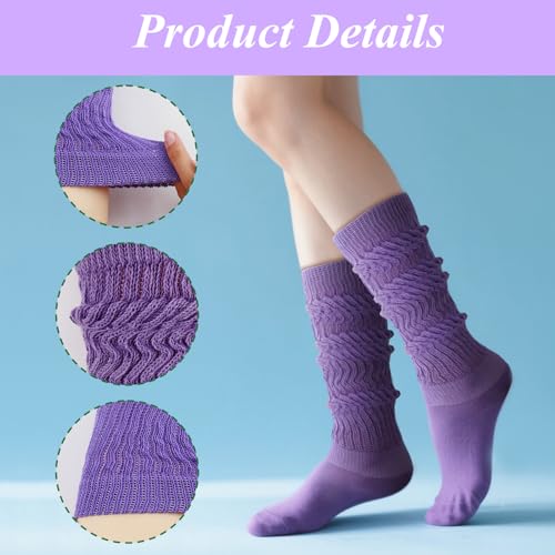 Vibrant Neon Slouch Socks 3-Pack - Women's Retro Leg Warmers | 80s Scrunch Socks (Neon Green/Hot Pink/Purple)3