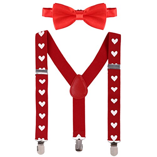 Image of IMEKIS Baby Boys Suspenders and Bow Tie Set 1st Birthday Cake Smash Outfit Valentine's Day Christmas Gentleman Photo Shoot