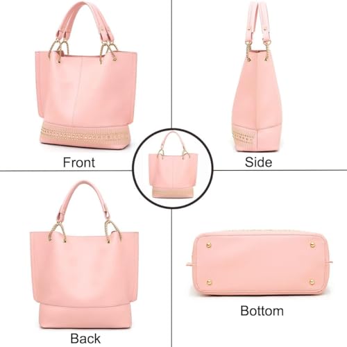 Handbags for Women Fashion Tote Bags Rivet Shoulder Bag Top Handle Satchel Purse Set 3pcs4