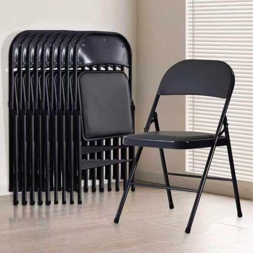 10 Pack Black Folding Chairs with Padded Cushion and Back, Foldab...